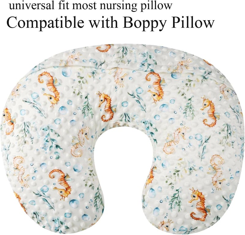 Bilokonda Dot Nursing Pillow Cover Set 2 Pack Nursing Pillow Slipcovers, Ultra Soft Compatible with Boppy Pillow,Standard Pillow for Baby Boy Girl Blue, Seahorse - Image 4